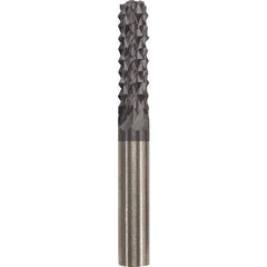 Made in USA - 1/4" Cut Diam, 1/4" Shank Diam, Cylinder Head Burr - Carbide, 1" LOC, 2" OAL - Apex Tool & Supply