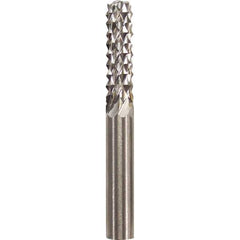 Made in USA - 1/4" Cut Diam, 1/4" Shank Diam, Cylinder Head Burr - Carbide, 1" LOC, 2" OAL - Apex Tool & Supply
