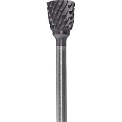 Made in USA - 1/4" Cut Diam, 0.0925" Shank Diam, Inverted Cone Head Double Cut Burr - Carbide, 1/4" LOC, 1-3/4" OAL - Apex Tool & Supply