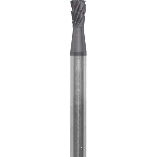 Made in USA - 6.3mm Cut Diam, 0.0925" Shank Diam, Double Cut Burr - Carbide, 6.3mm LOC, 45mm OAL - Apex Tool & Supply