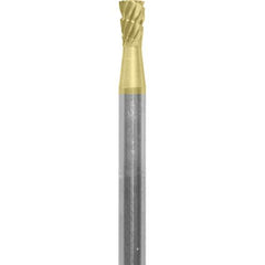 Made in USA - 3/32" Cut Diam, 0.0925" Shank Diam, Inverted Cone Head Chipbreaker Cut Burr - Carbide, 1/8" LOC, 1-1/2" OAL - Apex Tool & Supply