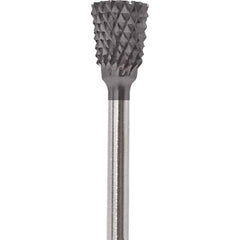 Made in USA - 2.3mm Cut Diam, 0.0925" Shank Diam, Tree with Radius Head Double Cut Burr - Carbide, 4.2mm LOC, 42.2mm OAL - Apex Tool & Supply