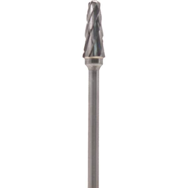 Made in USA - 5mm Cut Diam, 0.0925" Shank Diam, Cone Head Double Cut Burr - Carbide, 13mm LOC, 51mm OAL - Apex Tool & Supply