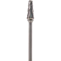 Made in USA - 5mm Cut Diam, 0.0925" Shank Diam, Cone Head Double Cut Burr - Carbide, 13mm LOC, 51mm OAL - Apex Tool & Supply