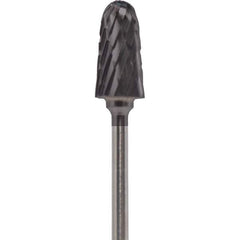 Made in USA - 4mm Cut Diam, 0.0925" Shank Diam, Cone Head Double Cut Burr - Carbide, 12.4mm LOC, 50mm OAL - Apex Tool & Supply
