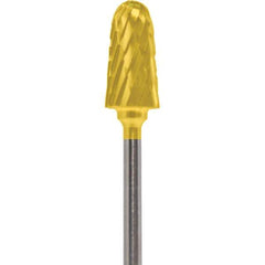 Made in USA - 4mm Cut Diam, 0.0925" Shank Diam, Cone Head Double Cut Burr - Carbide, 12.4mm LOC, 50mm OAL - Apex Tool & Supply