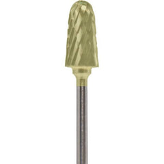 Made in USA - 4mm Cut Diam, 0.0925" Shank Diam, Cone Head Double Cut Burr - Carbide, 12.4mm LOC, 50mm OAL - Apex Tool & Supply