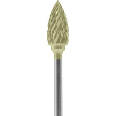 Made in USA - 1/4" Cut Diam, 0.0925" Shank Diam, Tree Head Chipbreaker Cut Burr - Carbide, 1/2" LOC, 2" OAL - Apex Tool & Supply