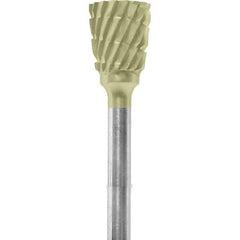 Made in USA - 1/4" Cut Diam, 0.0925" Shank Diam, Inverted Cone Head Chipbreaker Cut Burr - Carbide, 1/4" LOC, 1-3/4" OAL - Apex Tool & Supply