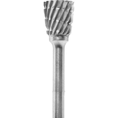 Made in USA - 1/4" Cut Diam, 0.0925" Shank Diam, Inverted Cone Head Chipbreaker Cut Burr - Carbide, 1/4" LOC, 1-3/4" OAL - Apex Tool & Supply