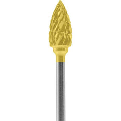 Made in USA - 1/4" Cut Diam, 0.0925" Shank Diam, Tree Head Chipbreaker Cut Burr - Carbide, 1/2" LOC, 2" OAL - Apex Tool & Supply