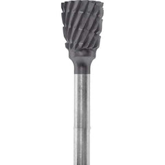 Made in USA - 1/4" Cut Diam, 0.0925" Shank Diam, Inverted Cone Head Chipbreaker Cut Burr - Carbide, 1/4" LOC, 1-3/4" OAL - Apex Tool & Supply