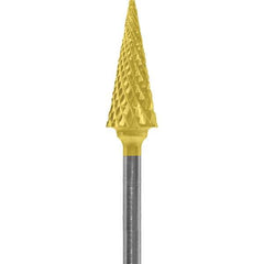 Made in USA - 1/4" Cut Diam, 0.0925" Shank Diam, Cone Head Diamond Cut Burr - Carbide, 5/8" LOC, 2" OAL - Apex Tool & Supply