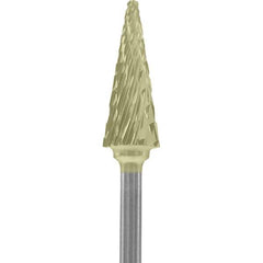 Made in USA - 1/4" Cut Diam, 0.0925" Shank Diam, Cone Head Double Cut Burr - Carbide, 5/8" LOC, 2" OAL - Apex Tool & Supply