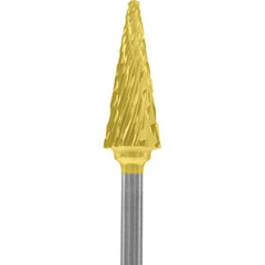 Made in USA - 1/4" Cut Diam, 0.0925" Shank Diam, Cone Head Double Cut Burr - Carbide, 5/8" LOC, 2" OAL - Apex Tool & Supply