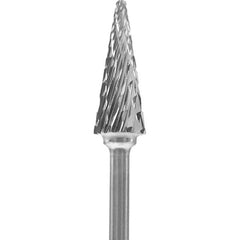 Made in USA - 1/4" Cut Diam, 0.0925" Shank Diam, Cone Head Double Cut Burr - Carbide, 5/8" LOC, 2" OAL - Apex Tool & Supply