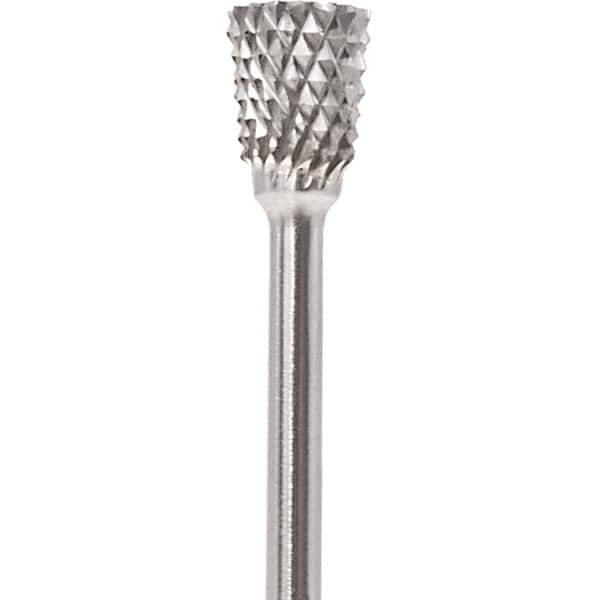 Made in USA - 2.3mm Cut Diam, 0.0925" Shank Diam, Tree with Radius Head Double Cut Burr - Carbide, 4.2mm LOC, 42.2mm OAL - Apex Tool & Supply