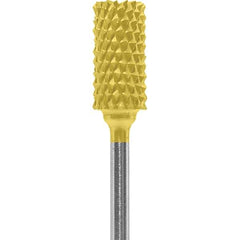 Made in USA - 1/4" Cut Diam, 0.0925" Shank Diam, Cylinder Head Diamond Cut Burr - Carbide, 1/2" LOC, 2" OAL - Apex Tool & Supply