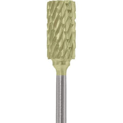 Made in USA - 1/4" Cut Diam, 0.0925" Shank Diam, Cylinder Head Double Cut Burr - Carbide, 1/2" LOC, 2" OAL - Apex Tool & Supply