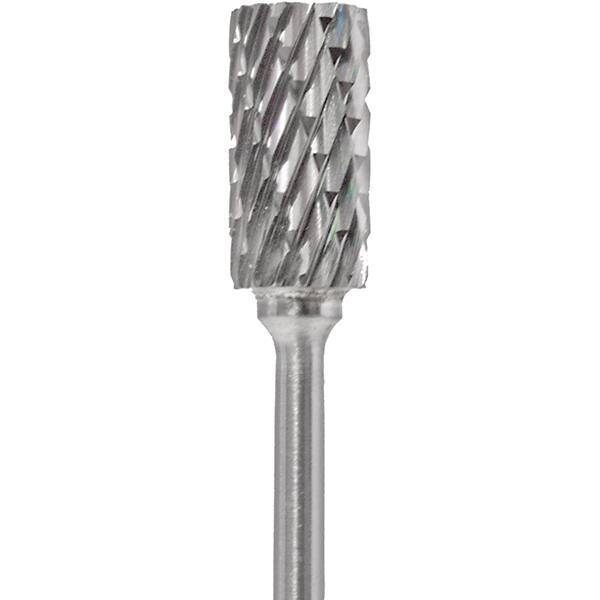 Made in USA - 1/4" Cut Diam, 0.0925" Shank Diam, Cylinder Head Double Cut Burr - Carbide, 1/2" LOC, 2" OAL - Apex Tool & Supply