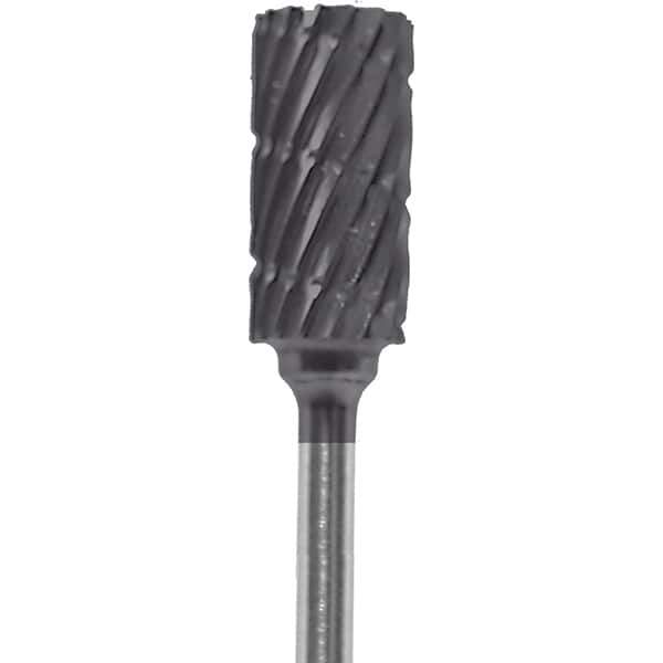 Made in USA - 1/4" Cut Diam, 0.0925" Shank Diam, Cylinder Head Chipbreaker Cut Burr - Carbide, 1/2" LOC, 2" OAL - Apex Tool & Supply