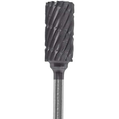 Made in USA - 1/4" Cut Diam, 0.0925" Shank Diam, Cylinder Head Chipbreaker Cut Burr - Carbide, 1/2" LOC, 2" OAL - Apex Tool & Supply