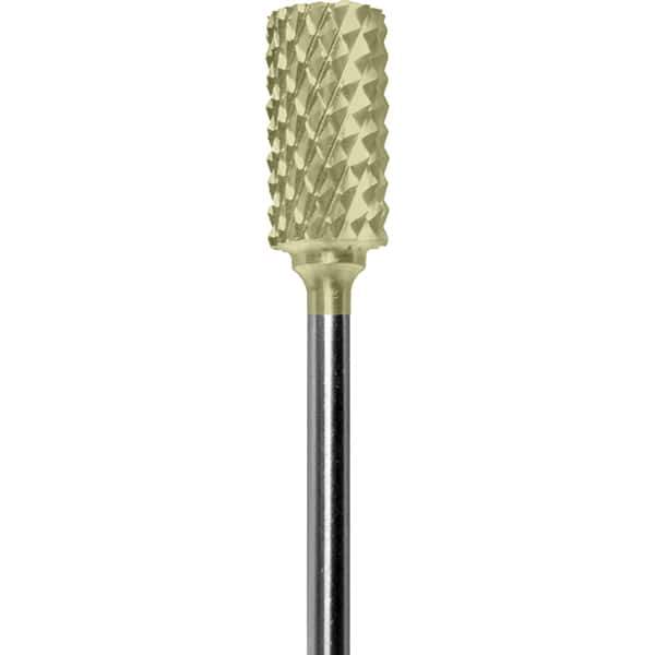 Made in USA - 1/4" Cut Diam, 0.0925" Shank Diam, Cylinder Head Diamond Cut Burr - Carbide, 1/2" LOC, 2" OAL - Apex Tool & Supply