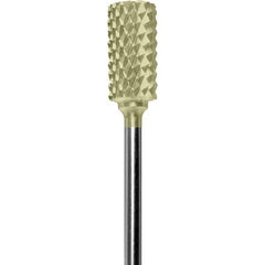 Made in USA - 1/4" Cut Diam, 0.0925" Shank Diam, Cylinder Head Diamond Cut Burr - Carbide, 1/2" LOC, 2" OAL - Apex Tool & Supply