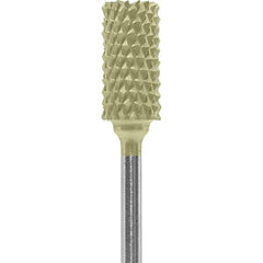 Made in USA - 1/4" Cut Diam, 0.0925" Shank Diam, Cylinder Head Diamond Cut Burr - Carbide, 1/2" LOC, 2" OAL - Apex Tool & Supply