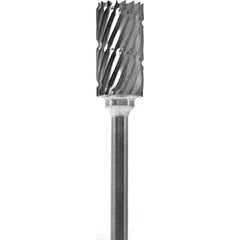 Made in USA - 1/4" Cut Diam, 0.0925" Shank Diam, Cylinder Head Chipbreaker Cut Burr - Carbide, 1/2" LOC, 2" OAL - Apex Tool & Supply