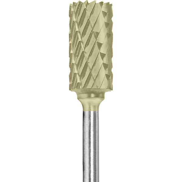 Made in USA - 1/4" Cut Diam, 0.0925" Shank Diam, Cylinder Head Double Cut Burr - Carbide, 1/2" LOC, 2" OAL - Apex Tool & Supply