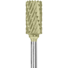 Made in USA - 1/4" Cut Diam, 0.0925" Shank Diam, Cylinder Head Double Cut Burr - Carbide, 1/2" LOC, 2" OAL - Apex Tool & Supply