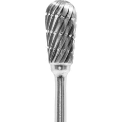 Made in USA - 1/4" Cut Diam, 0.0925" Shank Diam, Inverted Cone Head Chipbreaker Cut Burr - Carbide, 1/2" LOC, 2" OAL - Apex Tool & Supply