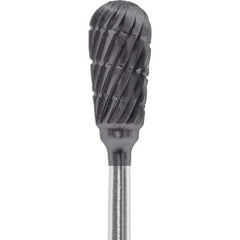 Made in USA - 1/4" Cut Diam, 0.0925" Shank Diam, Inverted Cone Head Chipbreaker Cut Burr - Carbide, 1/2" LOC, 2" OAL - Apex Tool & Supply