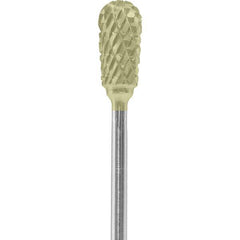 Made in USA - 1/4" Cut Diam, 0.0925" Shank Diam, Inverted Cone Head Double Cut Burr - Carbide, 1/2" LOC, 2" OAL - Apex Tool & Supply