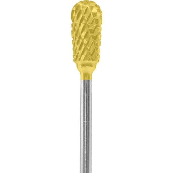 Made in USA - 1/4" Cut Diam, 0.0925" Shank Diam, Inverted Cone Head Double Cut Burr - Carbide, 1/2" LOC, 2" OAL - Apex Tool & Supply