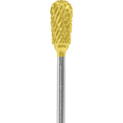 Made in USA - 1/4" Cut Diam, 0.0925" Shank Diam, Inverted Cone Head Double Cut Burr - Carbide, 1/2" LOC, 2" OAL - Apex Tool & Supply