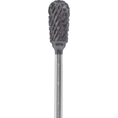Made in USA - 1/4" Cut Diam, 0.0925" Shank Diam, Inverted Cone Head Double Cut Burr - Carbide, 1/2" LOC, 2" OAL - Apex Tool & Supply