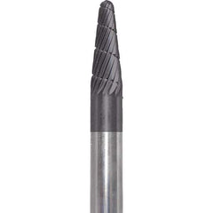 Made in USA - 6mm Cut Diam, 0.2362" Shank Diam, Cone Head Chipbreaker Cut Burr - Carbide, 16mm LOC, 50mm OAL - Apex Tool & Supply