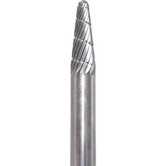 Made in USA - 6mm Cut Diam, 0.2362" Shank Diam, Cone Head Double Cut Burr - Carbide, 16mm LOC, 50mm OAL - Apex Tool & Supply