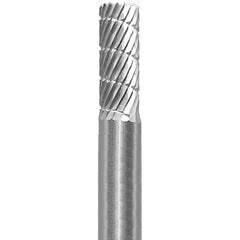 Made in USA - 6mm Cut Diam, 0.2362" Shank Diam, Cylinder Head Chipbreaker Cut Burr - Carbide, 16mm LOC, 50mm OAL - Apex Tool & Supply