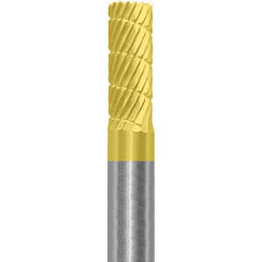Made in USA - 1/4" Cut Diam, 1/4" Shank Diam, Cylinder Head Chipbreaker Cut Burr - Carbide, 5/8" LOC, 2" OAL - Apex Tool & Supply