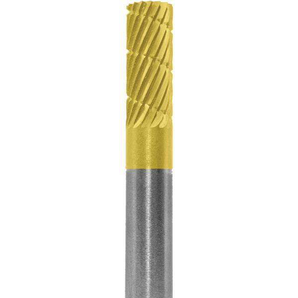 Made in USA - 6mm Cut Diam, 0.2362" Shank Diam, Cylinder Head Double Cut Burr - Carbide, 16mm LOC, 50mm OAL - Apex Tool & Supply