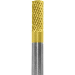 Made in USA - 6mm Cut Diam, 0.2362" Shank Diam, Cylinder Head Chipbreaker Cut Burr - Carbide, 16mm LOC, 50mm OAL - Apex Tool & Supply