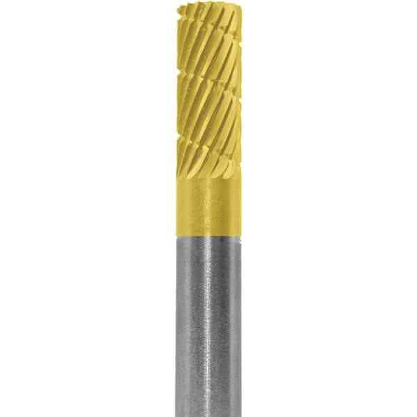 Made in USA - 1/4" Cut Diam, 1/4" Shank Diam, Cylinder Head Fastmill Cut Burr - Carbide, 5/8" LOC, 2" OAL - Apex Tool & Supply