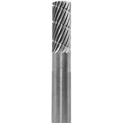 Made in USA - 6mm Cut Diam, 0.2362" Shank Diam, Cylinder Head Double Cut Burr - Carbide, 16mm LOC, 50mm OAL - Apex Tool & Supply