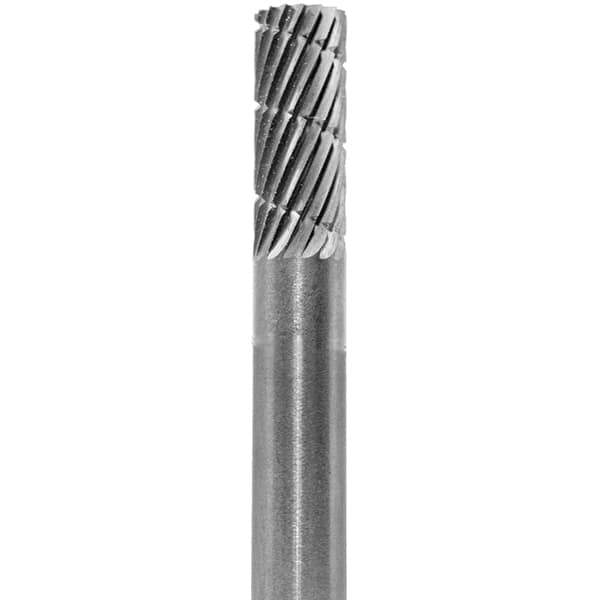 Made in USA - 6mm Cut Diam, 0.2362" Shank Diam, Cylinder Head Chipbreaker Cut Burr - Carbide, 16mm LOC, 50mm OAL - Apex Tool & Supply