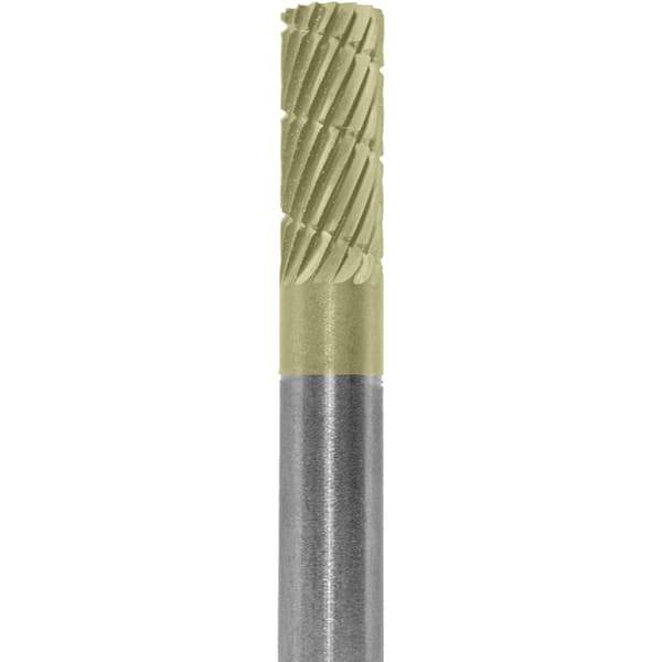 Made in USA - 1/4" Cut Diam, 1/4" Shank Diam, Cylinder Head Fastmill Cut Burr - Carbide, 5/8" LOC, 2" OAL - Apex Tool & Supply