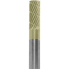 Made in USA - 1/4" Cut Diam, 1/4" Shank Diam, Cylinder Head Fastmill Cut Burr - Carbide, 5/8" LOC, 2" OAL - Apex Tool & Supply
