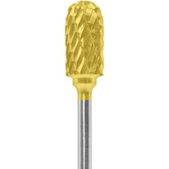 Made in USA - 1/4" Cut Diam, 0.0925" Shank Diam, Cylinder with Radius Head Double Cut Burr - Carbide, 1/2" LOC, 2" OAL - Apex Tool & Supply